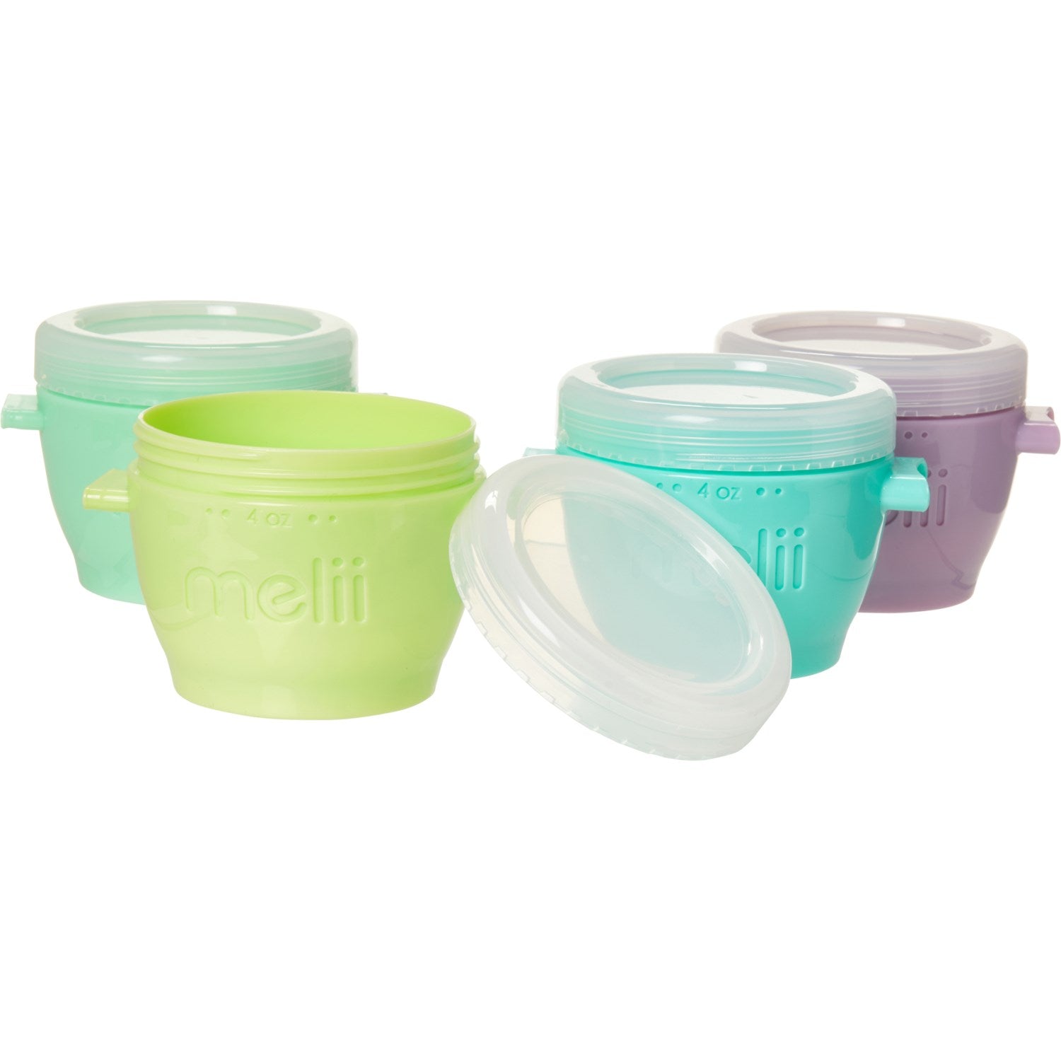 Melii Pack de 4 contenedores Snap & Go 177 ml