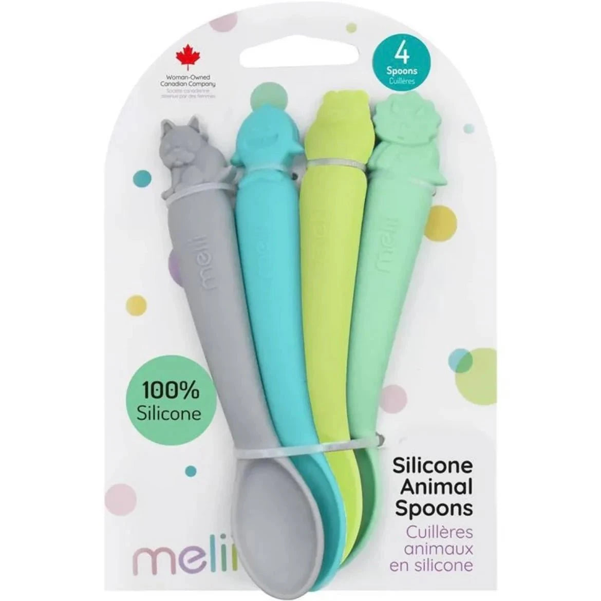 Melii Verde-Azul Pack de 4 cucharas de silicona