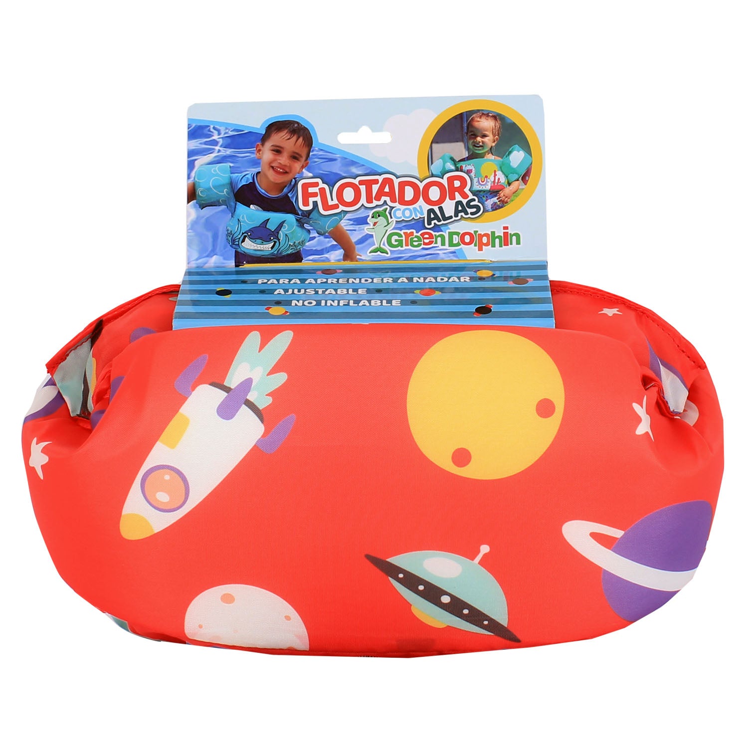 Green Dolphin Flotador con Alitas Espacio Rojo