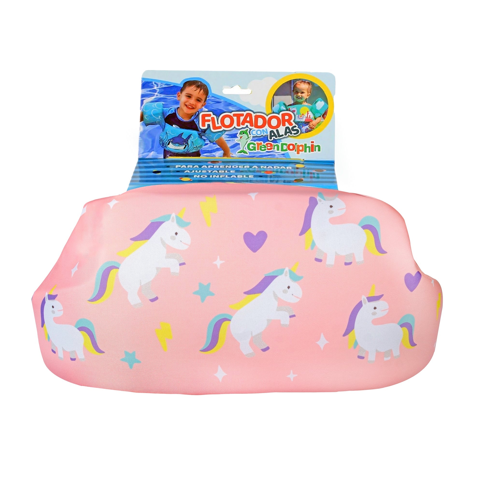 Green Dolphin Flotador con Alitas Unicornios