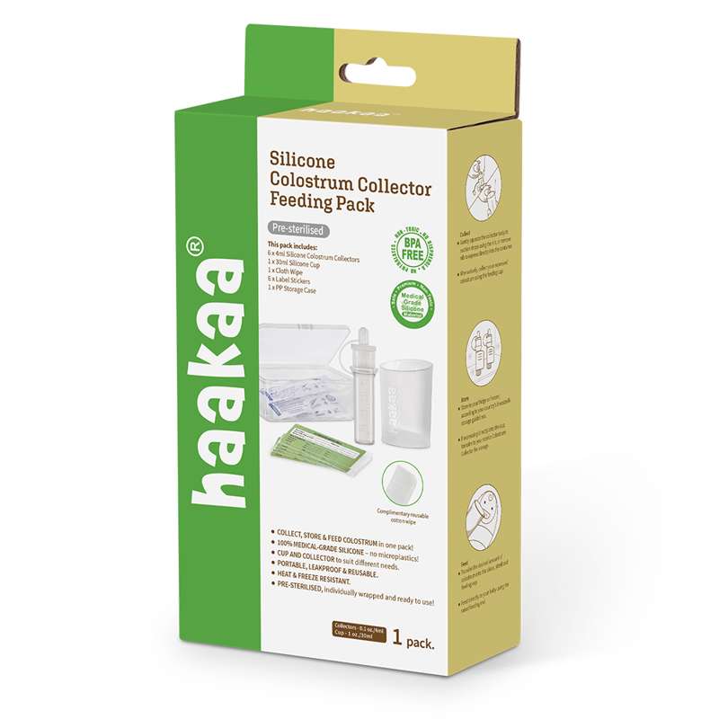 Haakaa Set de recolector y dispensador de calostro pre esterilizado más vaso