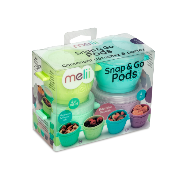 Melii Pack de 4 contenedores Snap & Go 118 ml