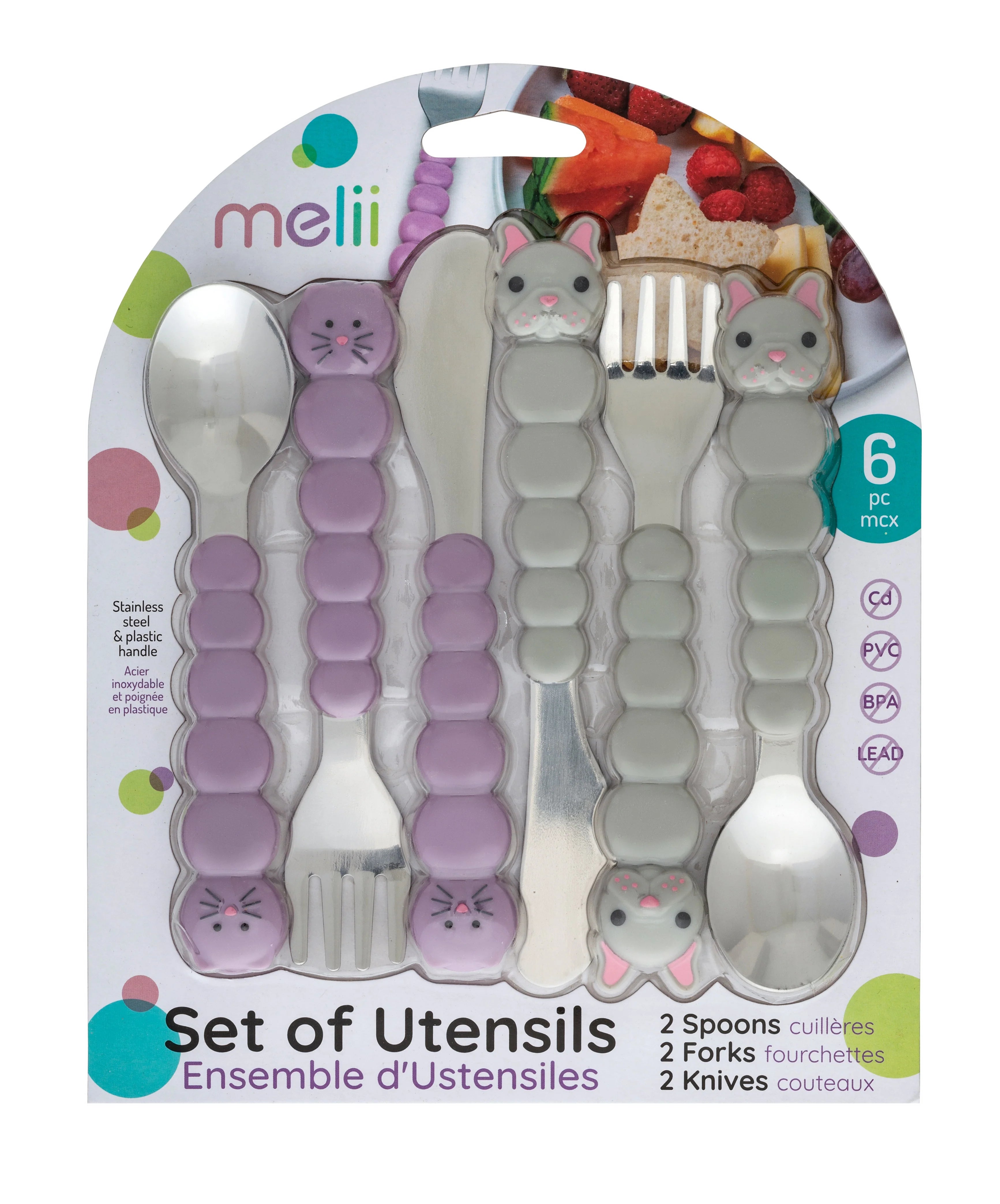 Melii Set de 6 cubiertos Gato - Bulldog