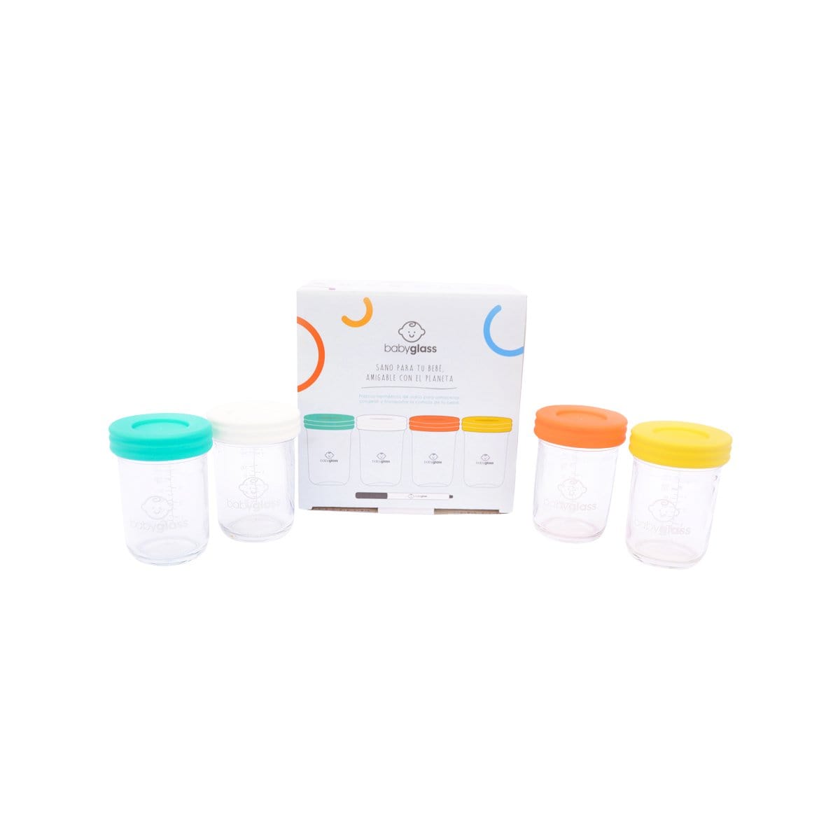 Set 4 contenedores Babyglass 240 ml + lápiz marcador