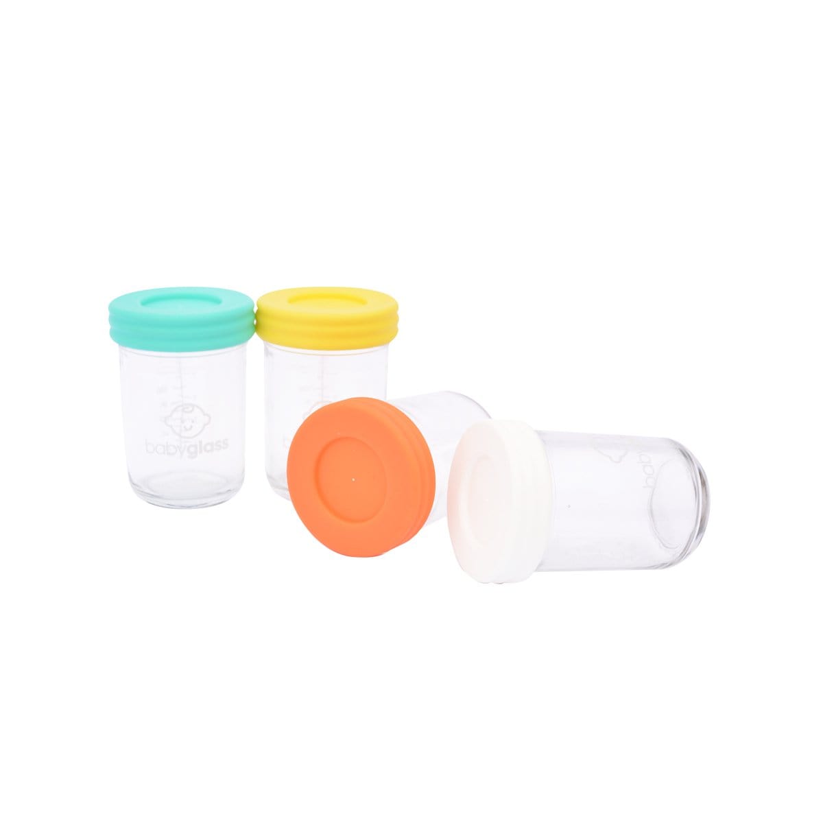 Set 4 contenedores Babyglass 240 ml + lápiz marcador
