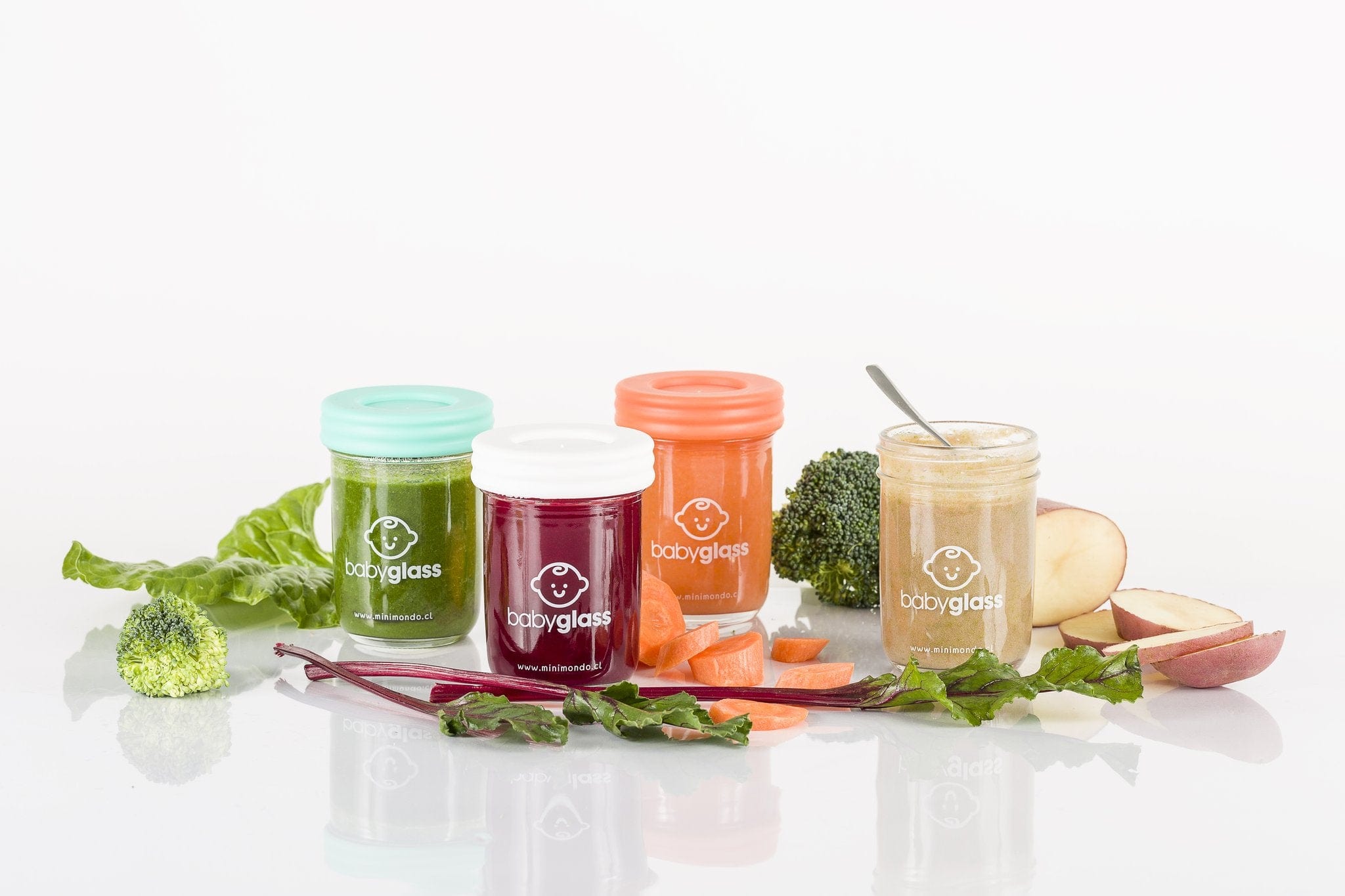 Set 4 contenedores Babyglass 240 ml + lápiz marcador
