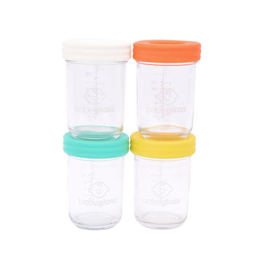 Baby Glass Set 4 contenedores Babyglass 240 ml + lápiz marcador