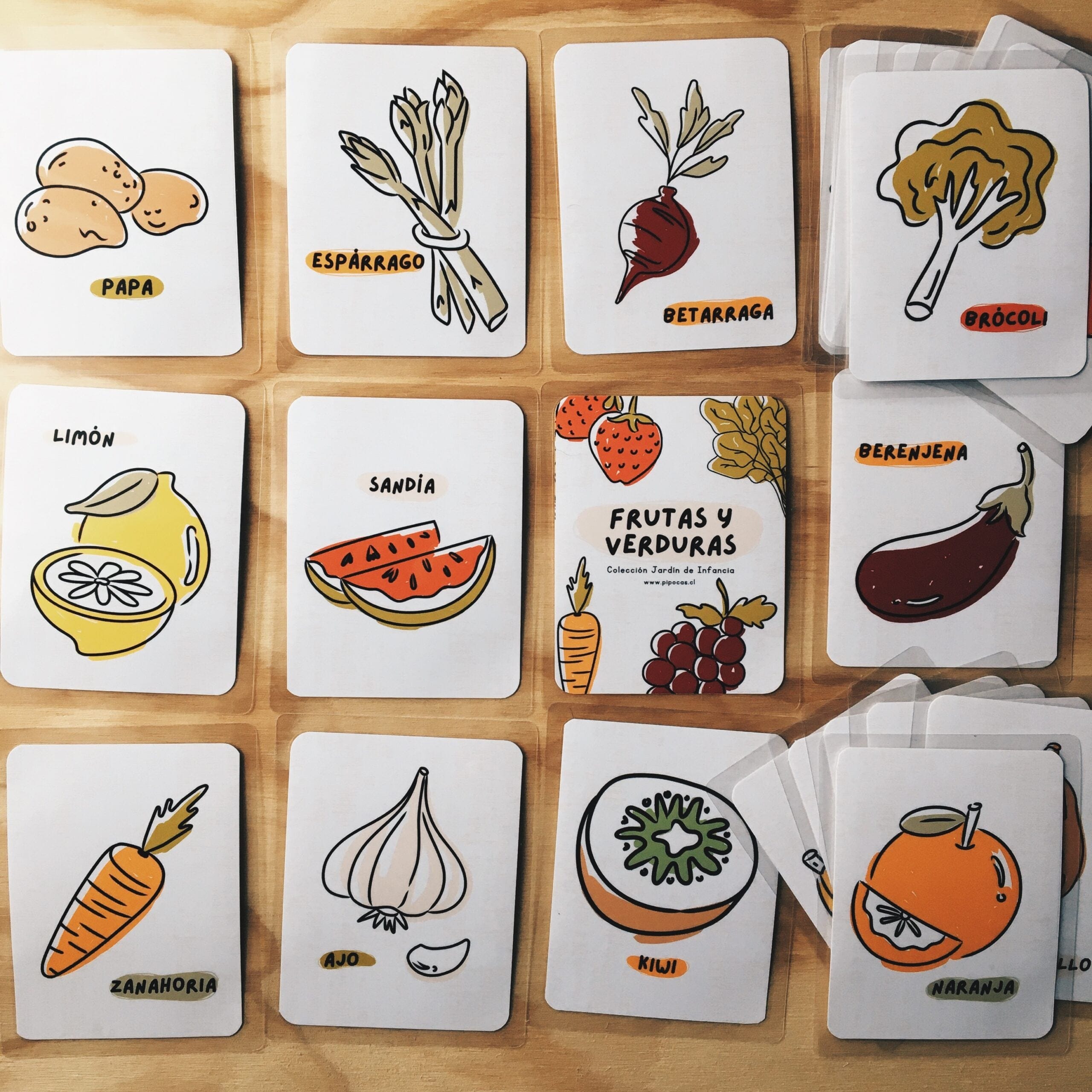 Pipocas Tarjetas de estimulación Frutas y verduras